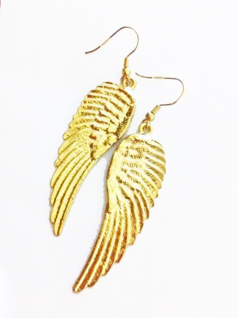 brand new gold angel wings earrings size 2 3 inches excluding hooks 