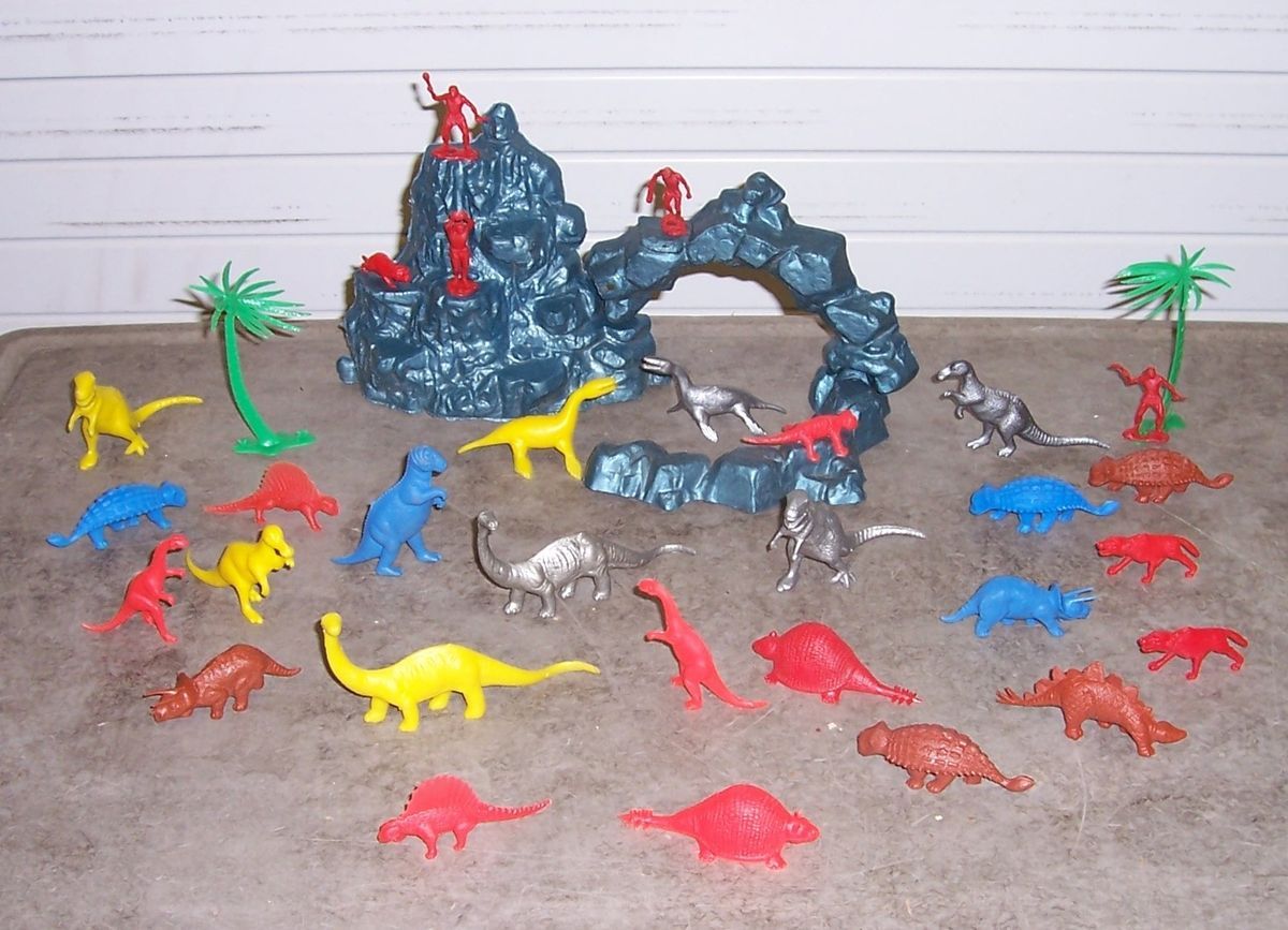 MPC Prehistoric Dinosaur Mountain Terrain Small Toy Figure Playset Lot 