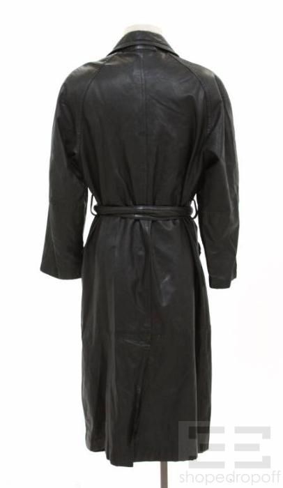 Marc by Andrew Marc Mens Black Leather Belted Trench Coat Size M
