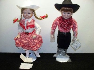   Danbury Mint Country Line Dance Dolls By Karen Scott Amber & Austin