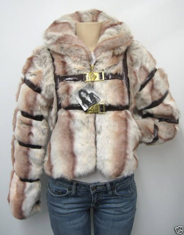 Authentic Baby Phat Fur Jacket Coat Natural Med N w T