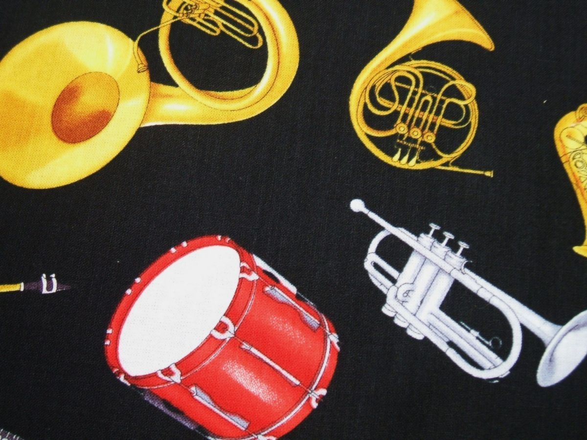 Timeless Treasures Band Instruments Music Drum Tuba Fabric 30 Off Sale 