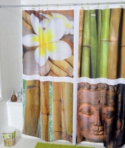 Eastern Bamboo Joss Fabric Shower Curtain JZ3003
