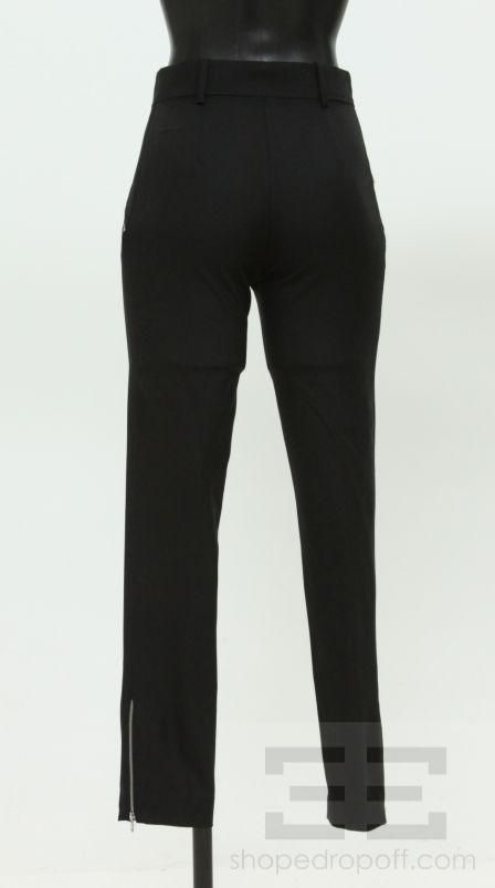 Balenciaga Black Wool Zipper Detail Cropped Trouser Pants Size 36 