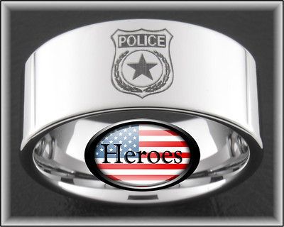 newly listed 10mm tungsten police man cop shield rings sizes
