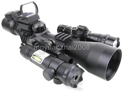 9X40 R&G Mil Dot Optics Sniper Rifle Scope /QD Green Laser /501B 