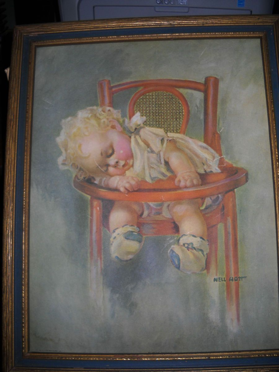 Vintage Antique Framed Print Forty Winks by Nell Hott Gerlach Barklow 
