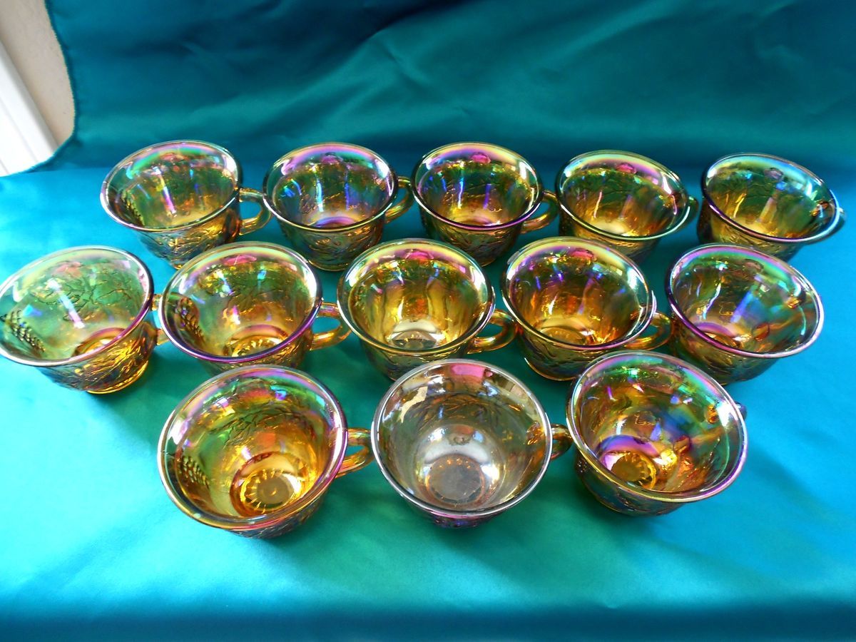 Amber Depression Glass Punch Cups Set of 13