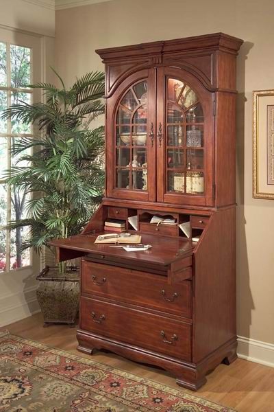 Antique Style Drop Front Secretary Writing Office Desk Cherry Wood 
