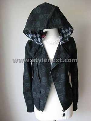 abbey dawn black skull with button hoodie 12 more options