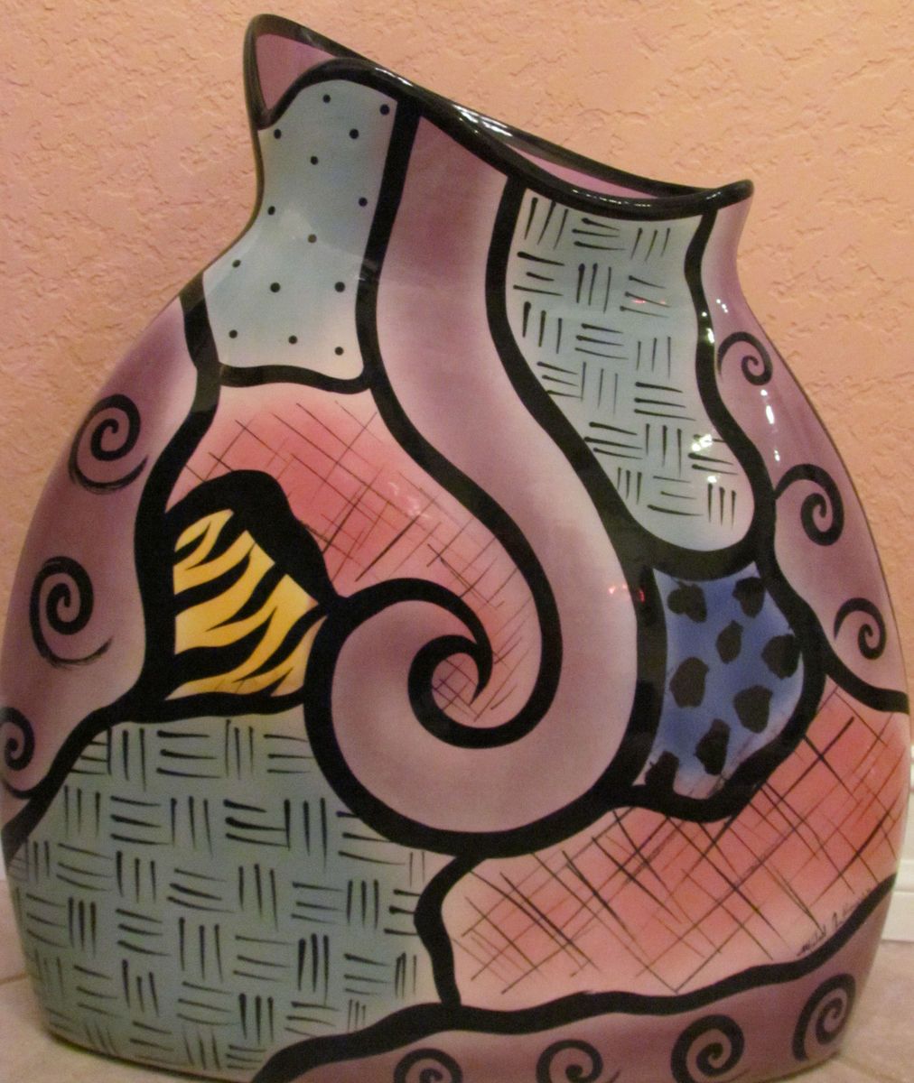 Original Michael Anthony Colorful Large Rare Vase HAND SIGNED