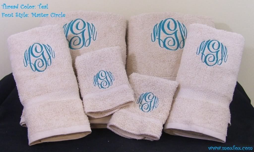 6pc Personalized Monogrammed Beige Bath Towel Set