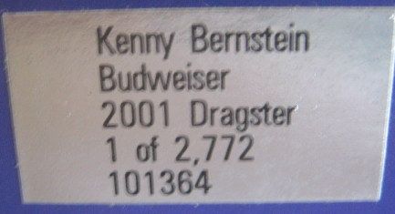 Kenny Bernstein Budweiser 2001 Top Fuel Dragster 1 of 2772 Action 1 24 