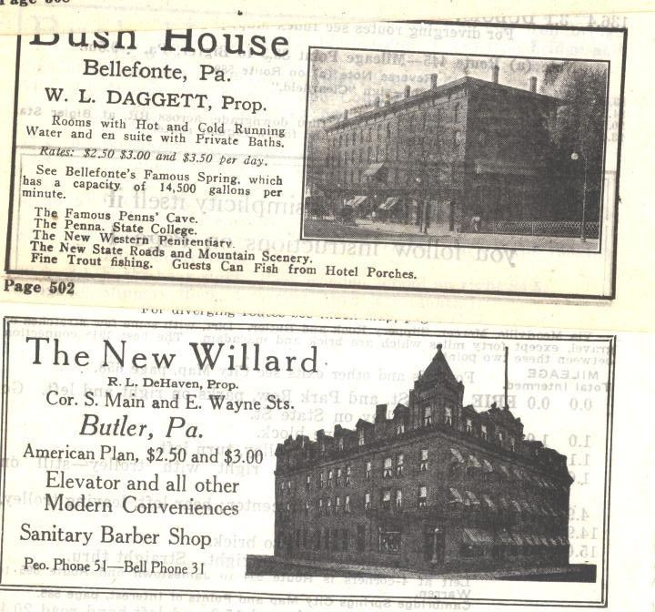 1918 Ad H Bush House Hotel Bellefonte The New Willard Butler
