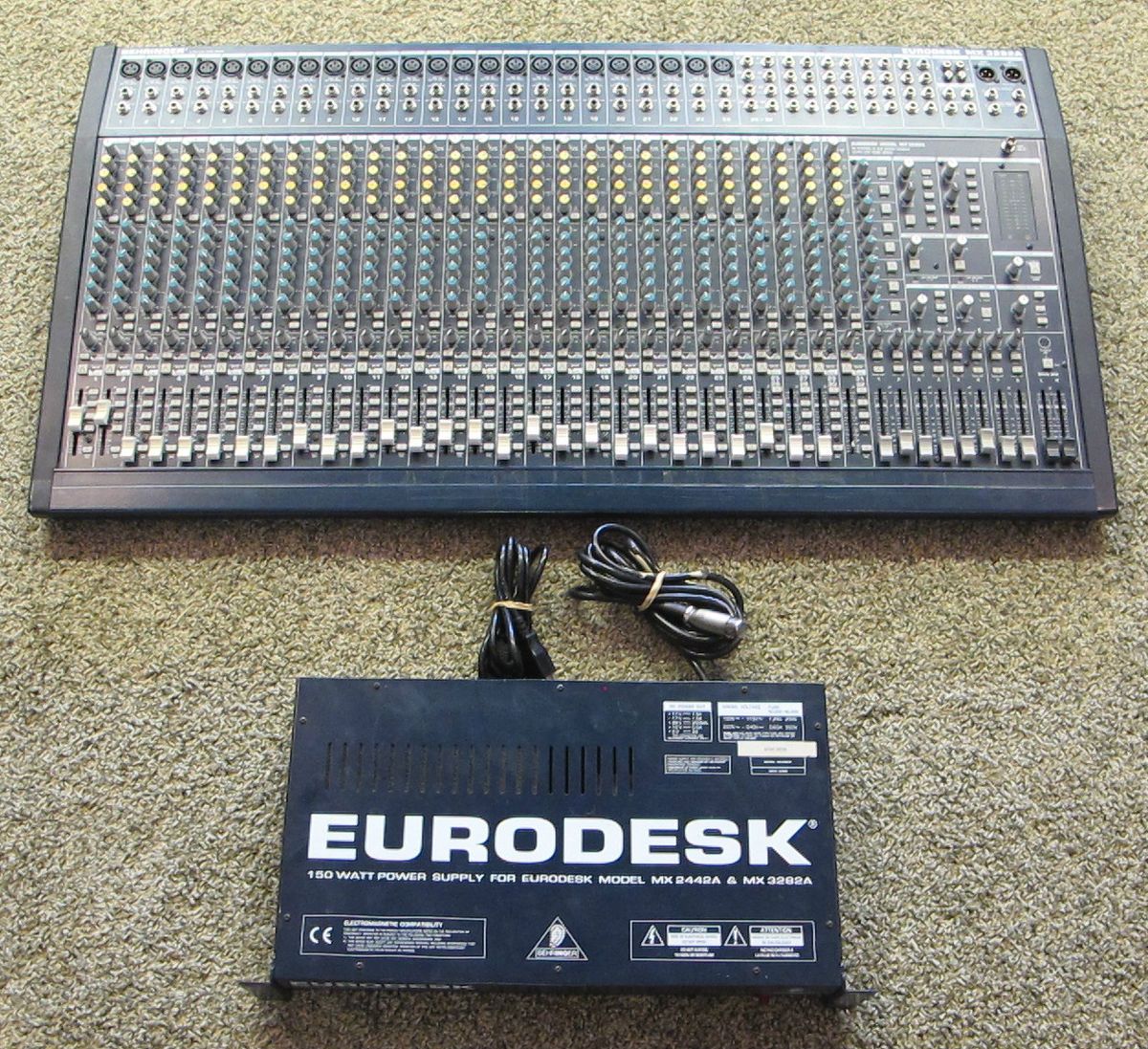 Used* Behringer MX3282A Eurodesk Mixer 32 Channel W/ Power Supply.