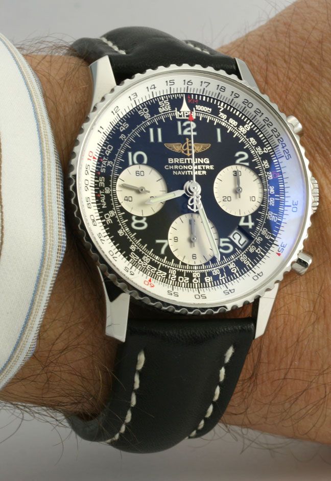 MENS BREITLING NAVITIMER S. STEEL AUTOMATIC CHRONOGRAPH WATCH 41.8 MM 
