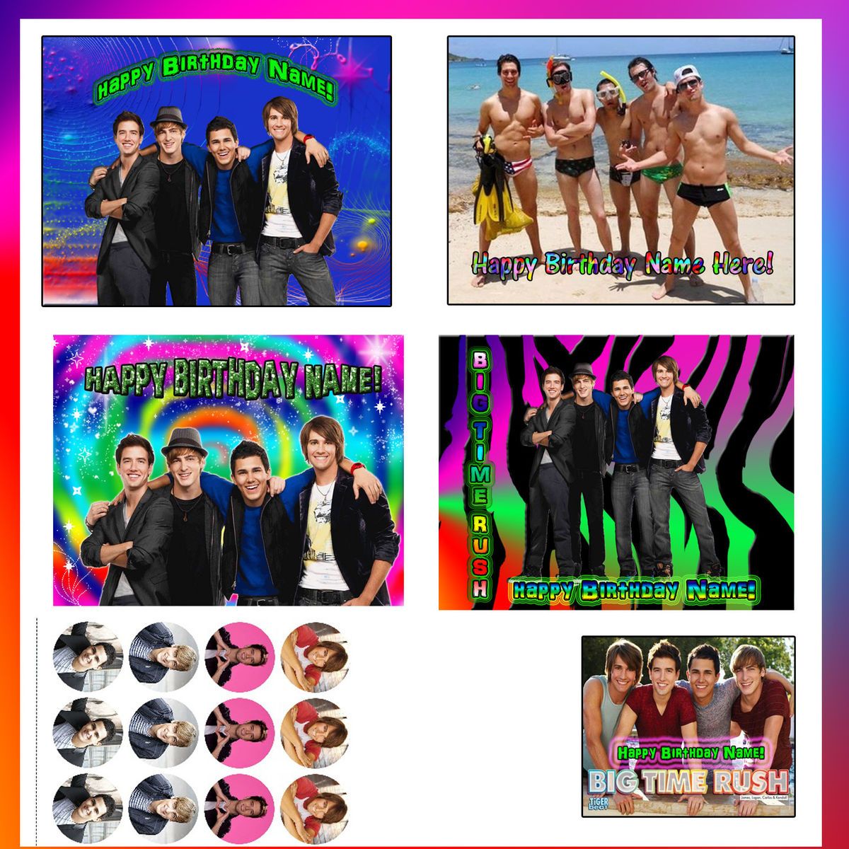 Big Time Rush Toppers Edible Image Frosting Sheet Party Topper for 