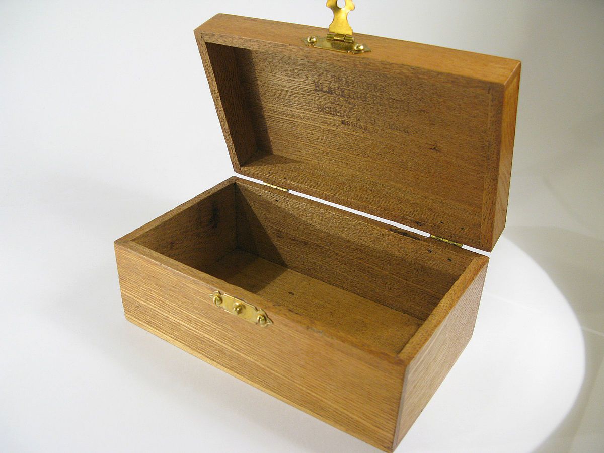 Antique Bigelow Oak Blacking Brush Box — Patented 1837