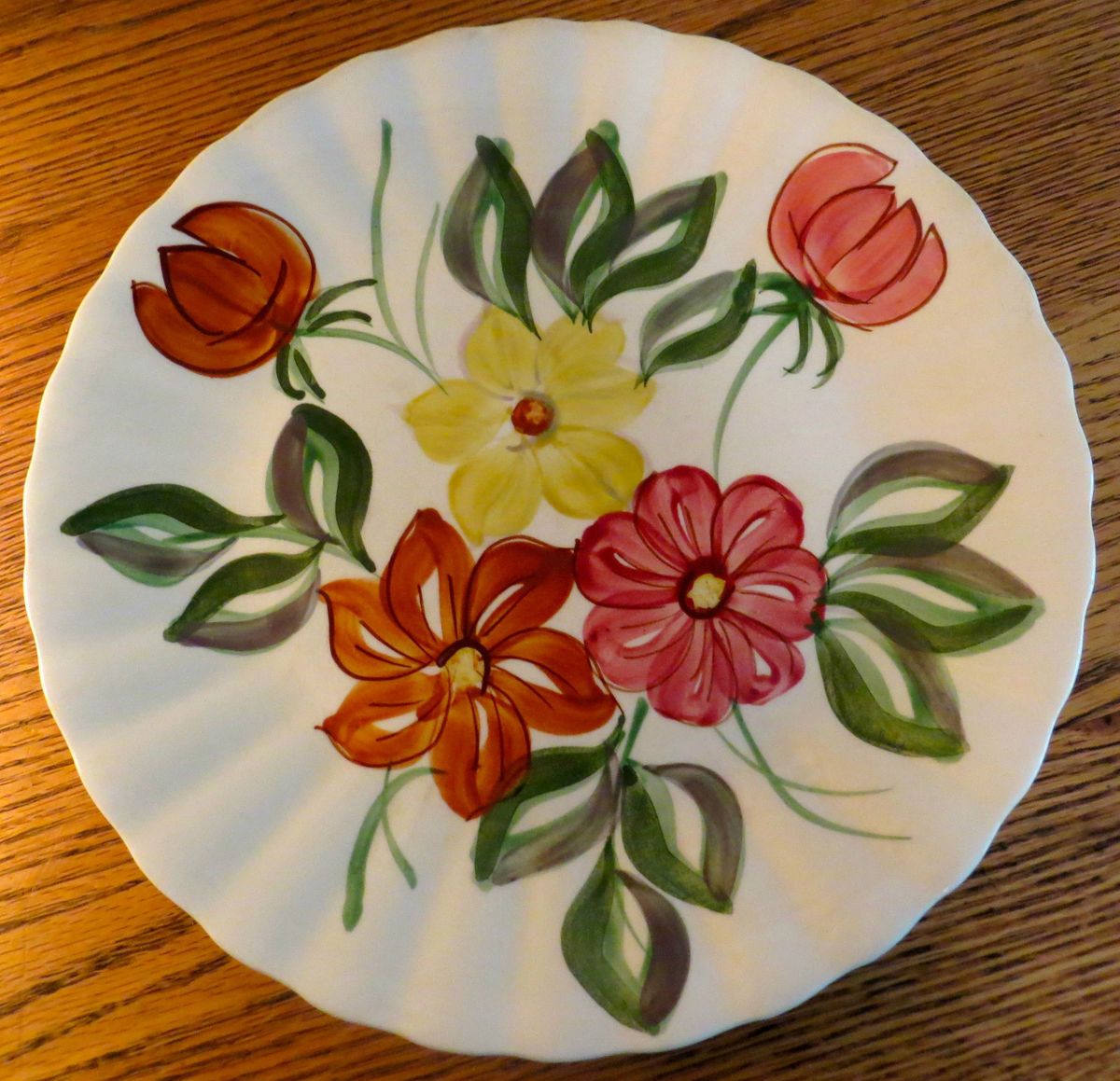 Blue Ridge Southern Potteries Plate Flowers Hand Painted Underglaze 