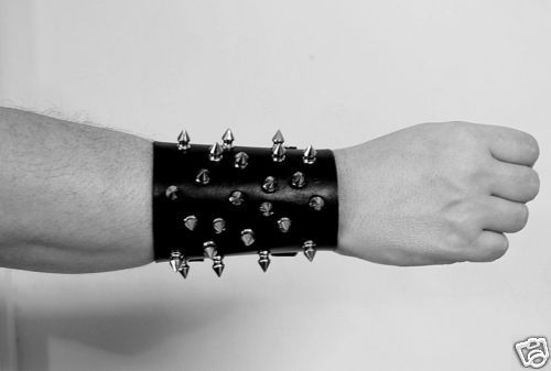 Spiked Leather Bracelet Wristband Death Black Metal