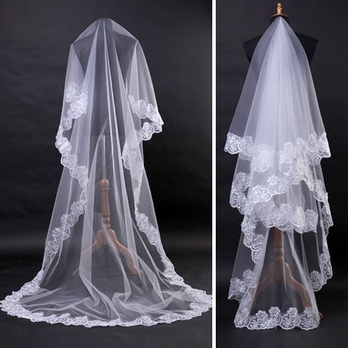   ivory Lace Edge Bridal Accessories CATHEDRAL WEDDING VEILS 2 7M 106 3