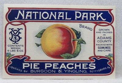 National Park Pie Peaches Burgoon Yingling Gettysburg Large Can Label 
