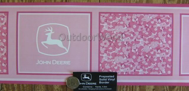 John Deere Pink Floral Camo Wall Paper Border. Licensed. New. 4 