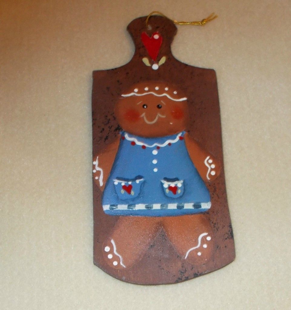 Beautiful Handpainted Large Wooden Christmas Ornament Gingerbread 