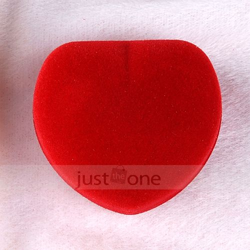 Red Heart Shape Velvet Jewelry Ring Show Display Storage Gift Box Case