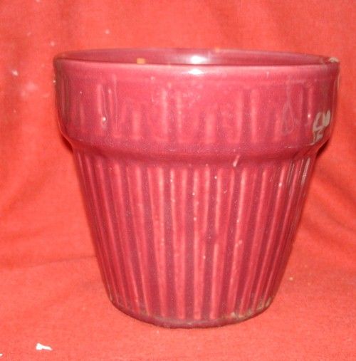 Vintage McCoy Pottery City of Lights Burgundy Flowerpot