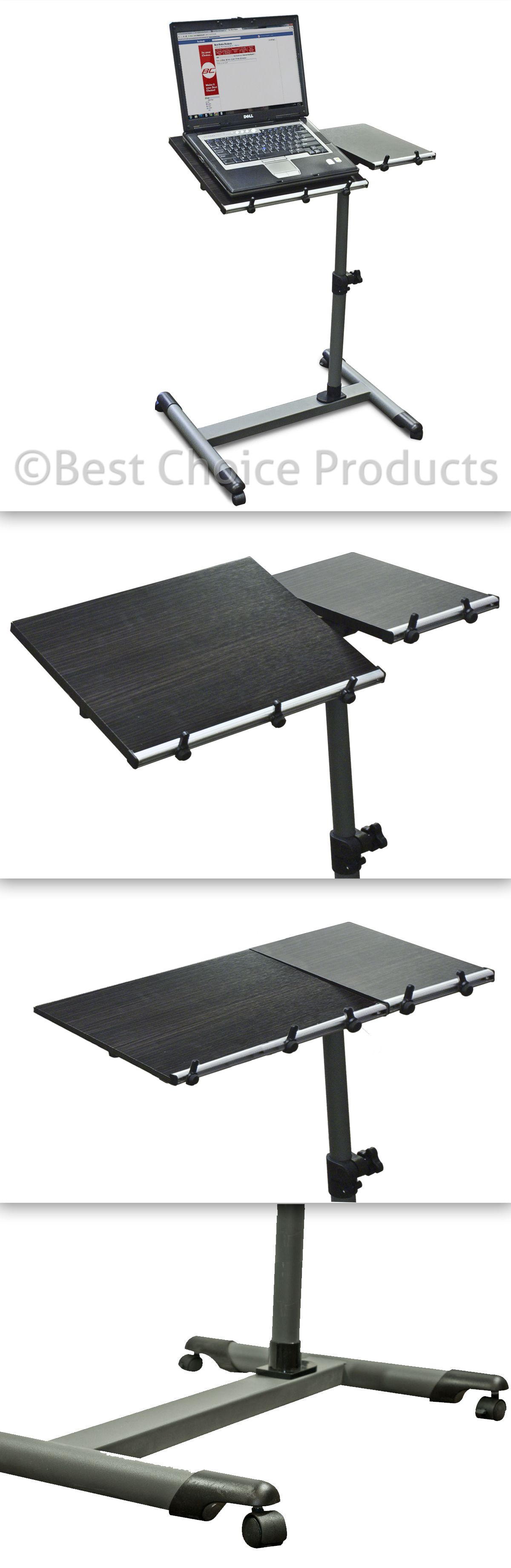Rolling Laptop Table W/ Tilltable Tabletop Overbed Desk TV Food Tray