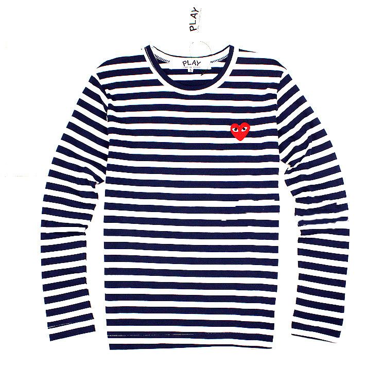 Comme des Garcons Play CDG Red Heart Long Sleeve Stripes T shirt Size