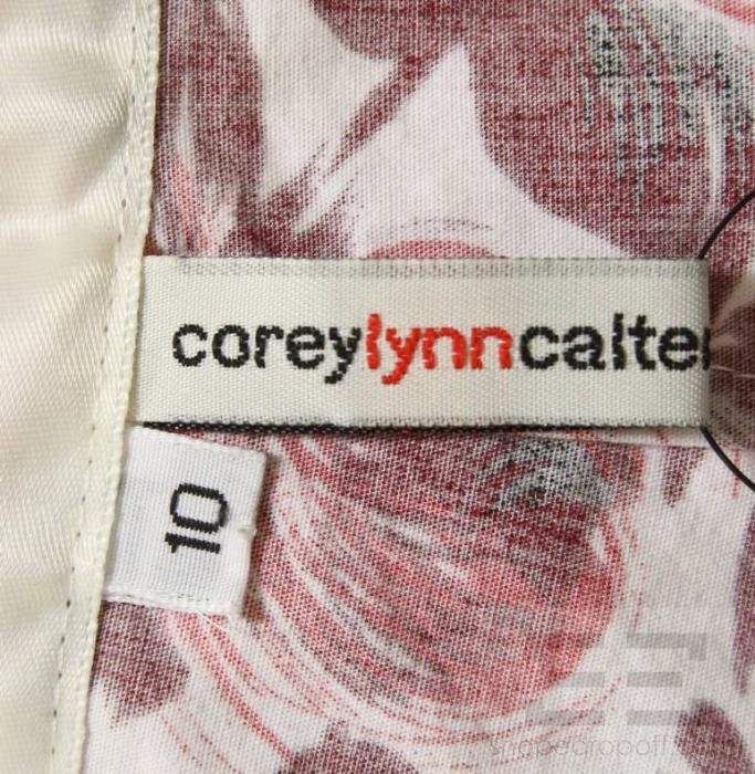 Corey Lynn Calter White Red Rose Print Cotton Pocket Skirt Size 10