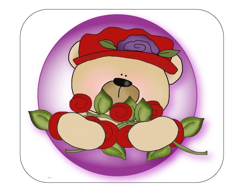COMPUTER MOUSE PAD WITH RED HAT BEAR WITH FLOWERS LADIES OF THE