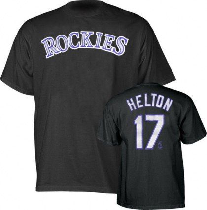 Colorado Rockies Todd Helton Blk Jersey T Shirt Sz XL