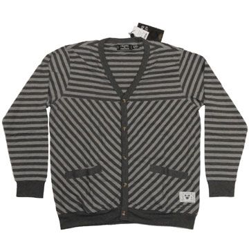 Crooks and Castles Foul and Flagarant Mens Striped Cardigan in Gray Sz