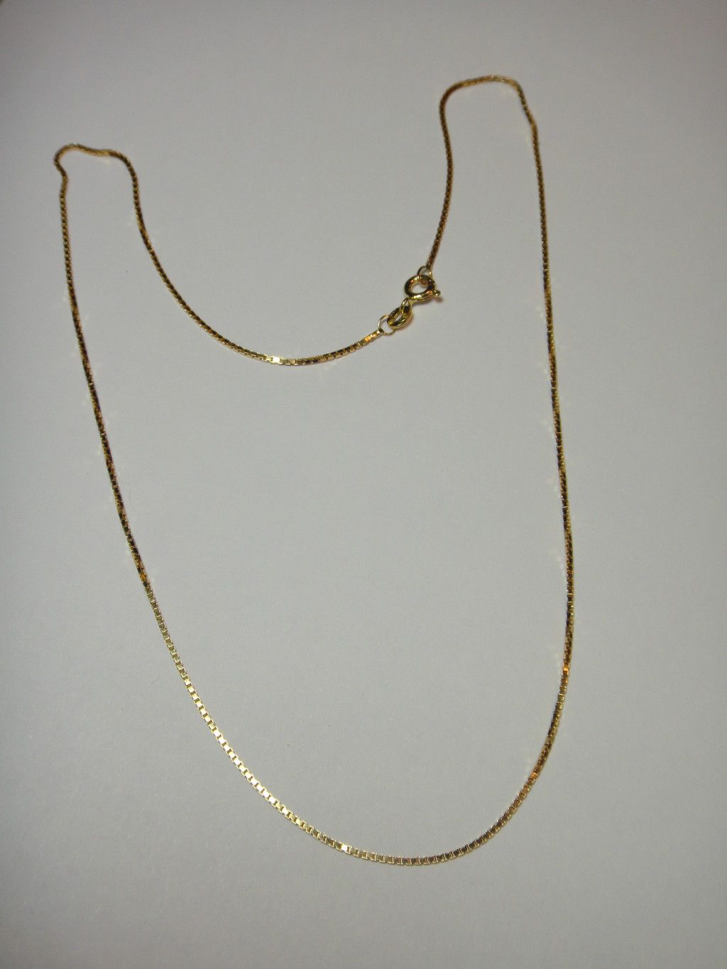 14K YELLOW GOLD BOX LINK PERFECT CHAIN FOR PENDANTS 16 INCH LONG N/R