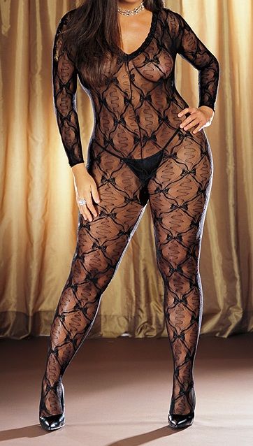Dreamgirl Long Sleeve Lace Bodystocking Plus Size Style 0019X
