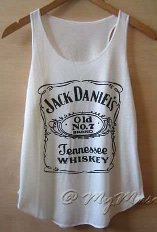 Jack Daniels Print Tank Vest T Shirts Top Ladies Womens Girls UK New