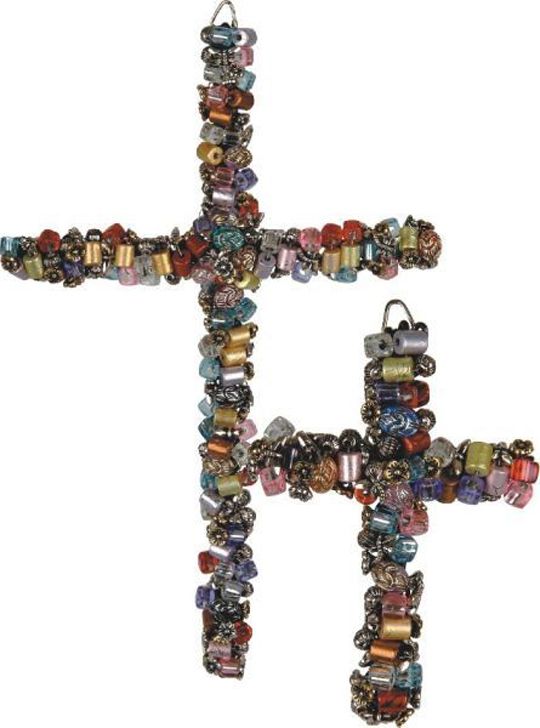 Decorative Wall Cross 2pc Multicolored Beadwork Wall Cross Crucifix