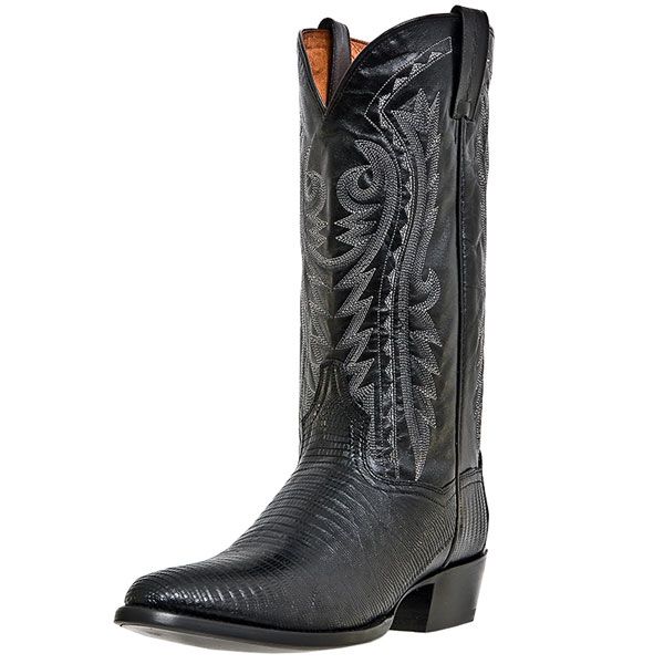 Dan Post Raleigh Teju Lizard R Toe Exotic Cowboy Boot Black DP2350R