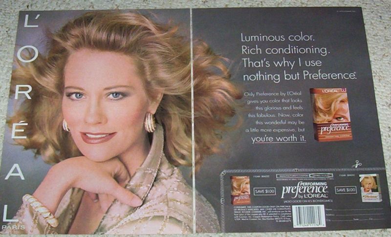 1993 Ad Cybill Shepherd Loreal Preference Hair Color Haircolor LOreal