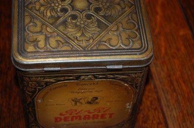  Antique Tin Litho Wedding RI RI Demaret Chocolates Hinged Box