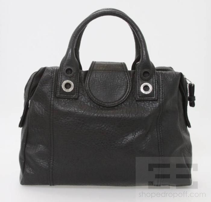 Diesel Black PEBBLED Distressed Leather Turnlock Handbag