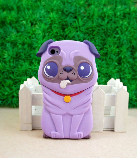 Cute 3D Dog Hard Back Cover Case for Apple iPhone 4 4G 4S Purple ST50