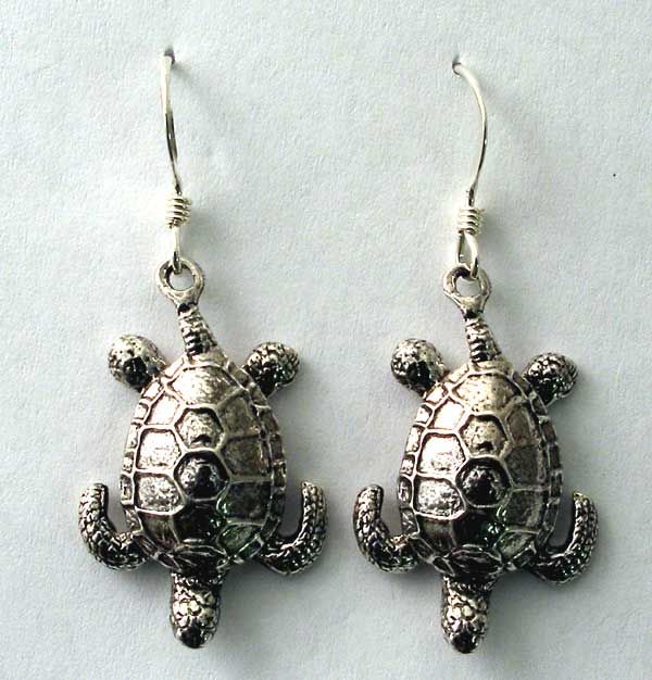 Sea Turtle Earrings Scuba Skin Diver Jewelry Sterling