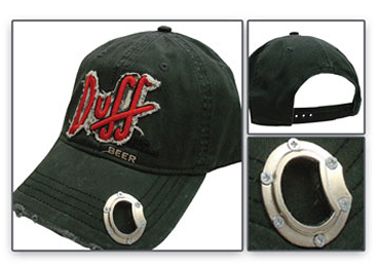 Duff Beer Bill Cap Hat with Bottle Opener Distressed Embroidered