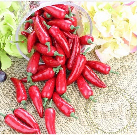 20 Pcs Fake Red Chili Plastic Artificial Fruit House Party Kitchen