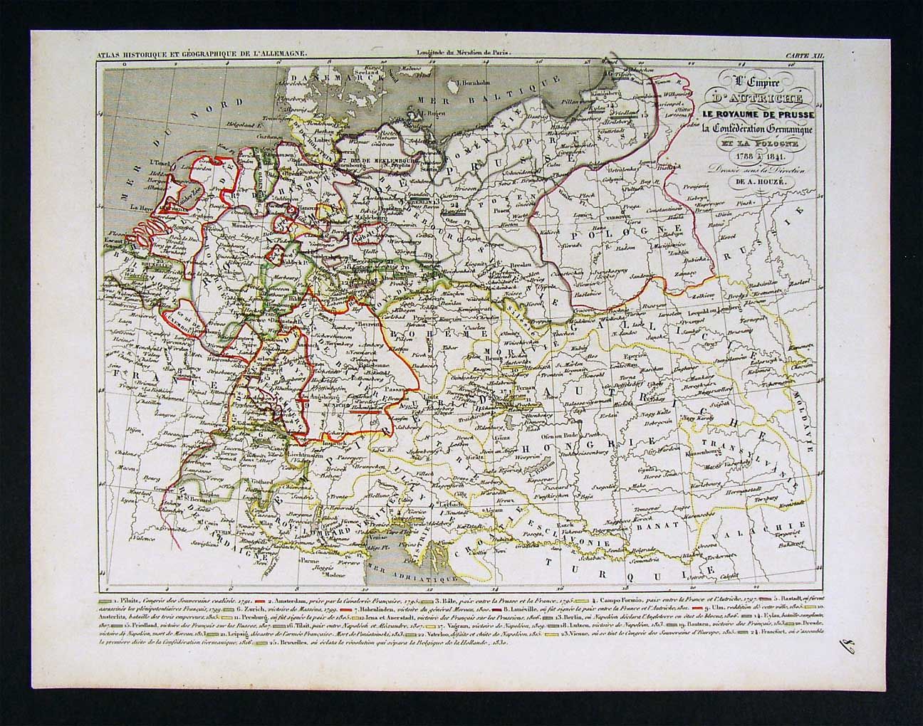 1841 Houze Map Germany Austria Prussia Poland 1788 1841