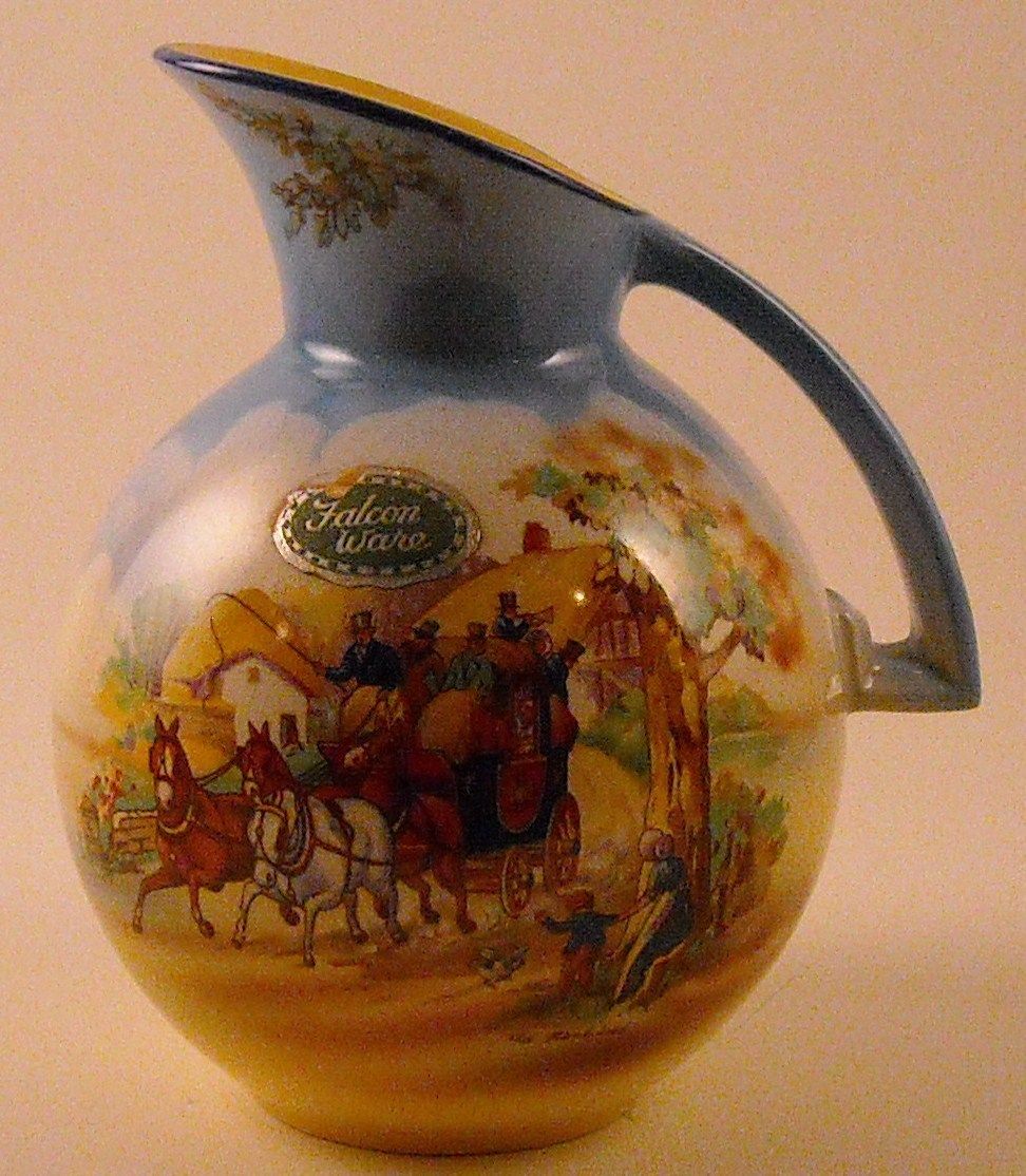 Falcon Ware Pottery Vase with Gorgeous Scene Signed